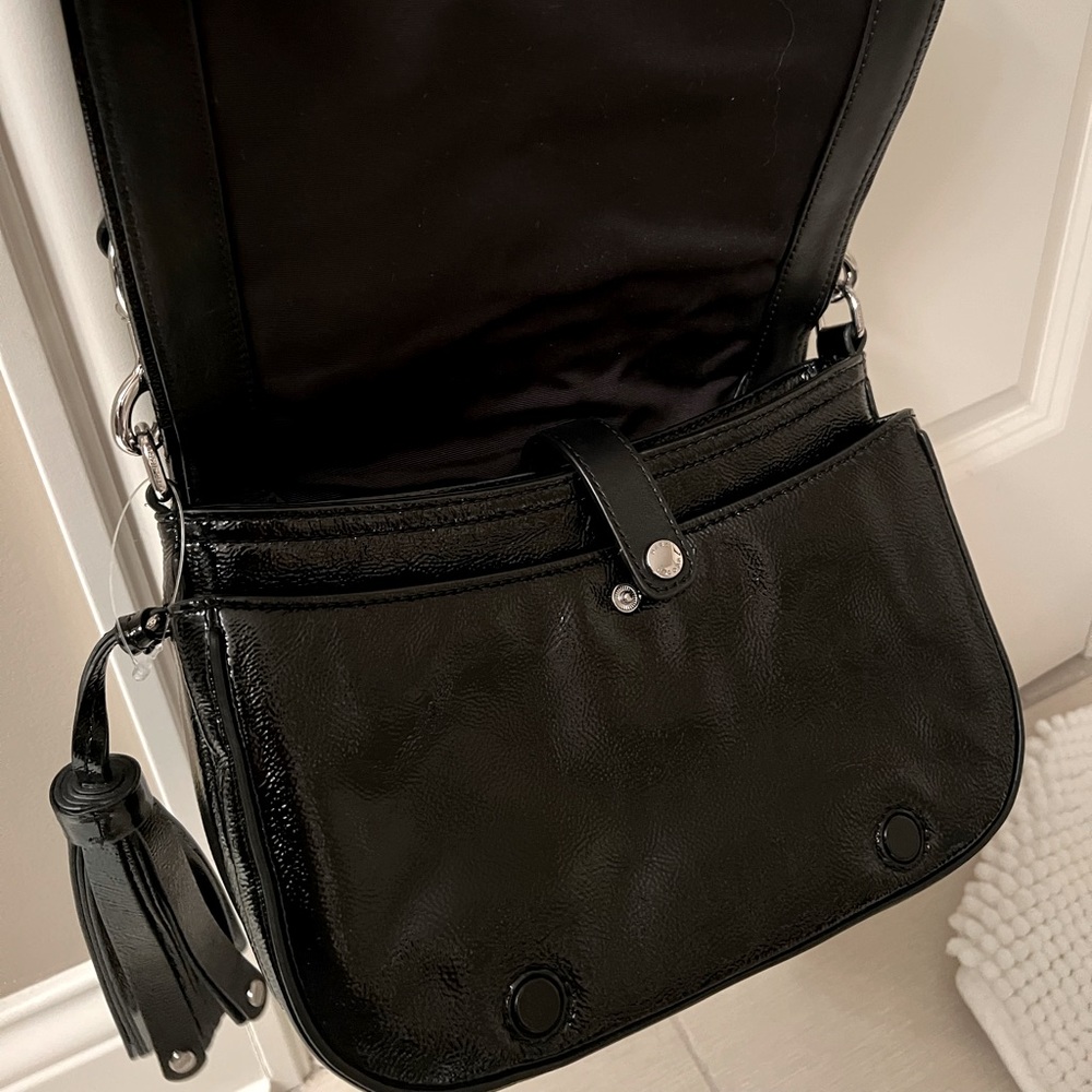 Marc Jacobs Black Patent Leather Jewel Embellished Courier Crossbody Bag - Picture 7 of 8